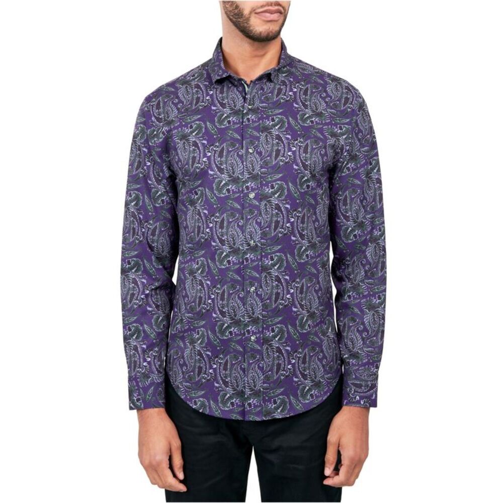 Society of Threads Mens Paisley Non-Iron Performance Stretch Button Up Shirt,...